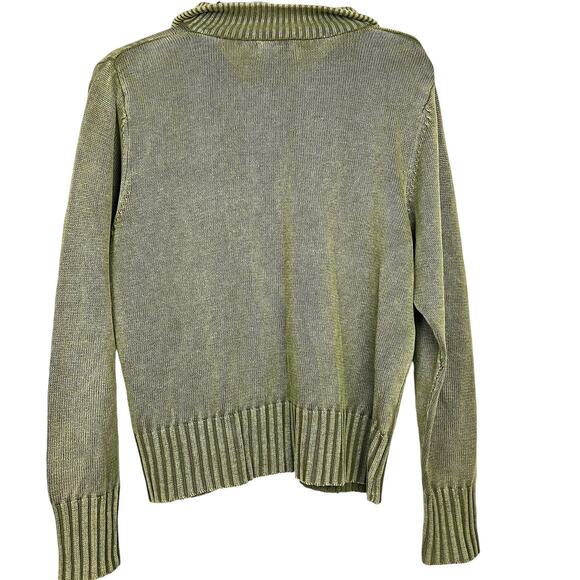 WOOLRICH Women’s Zip Front Cotton/Ramie Cardigan  Lg  Retro Grunge Fall Preppy - Picture 2 of 9